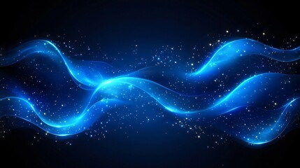 Poster - Dynamic Blue Abstract Background with Swirling Ribbonlike Shapes Creating Energy and Movement