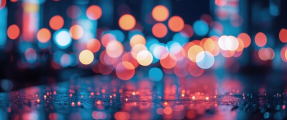 Poster - abstract bokeh city lights create a vibrant tapestry of color and reflections, capturing the essence
