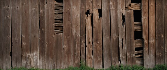 Poster - Rustic aged barn wood wall with gaps and weathered planks showcasing the beauty of decay and natural textures