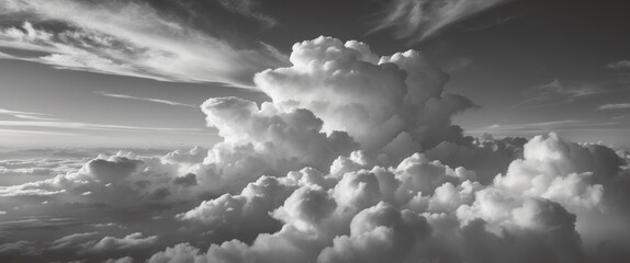 Poster - Close-up black and white image of altocumulus clouds creating a timeless and captivating design element for various projects.