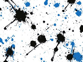 Poster - Abstract blue and black ink splatter pattern on white background.