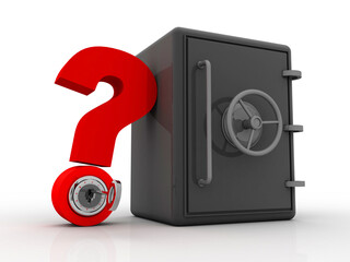 Poster - 3d rendering question mark with locker
