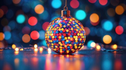 Poster - Colorful Blurred Background with a Decorative Ornament Creating a Festive Atmosphere for Holiday Celebrations and Seasonal Decor