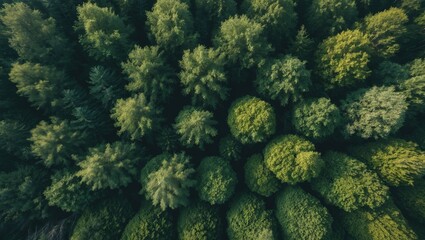 Poster - Aerial View of Lush Green Forest Canopy with Ample Copy Space for Text or Design Elements