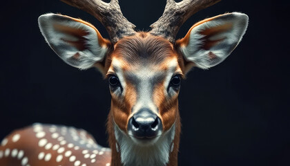 Deer with brown antlers and white spots