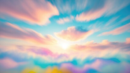 Wall Mural - pastel sky with blurred clouds and sunshine in a dreamlike landscape ideal for backgrounds and tranq