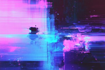 Poster - Abstract 80s Glitch Art Aesthetic with Static Colors in Vibrant Hues for Retro Inspired Backgrounds and Visual Projects