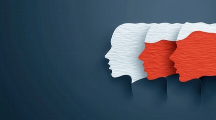 Poster - Artistic representation of human profiles abstract background digital artwork contemporary art side view identity exploration
