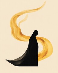 Poster - Mystical figure embracing whispers of fire abstract art minimalist design creative space side profile imagination