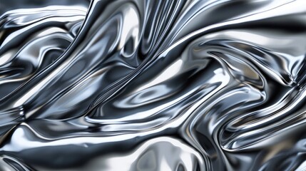 Wall Mural - Shimmering metallic fabric gracefully flowing, showcasing smooth curves and reflections, ideal for design backgrounds