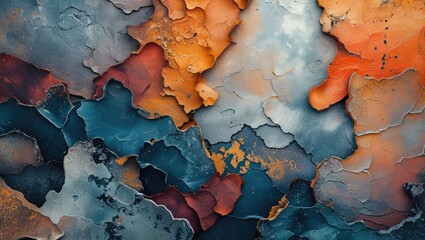 Wall Mural - Colorful Abstract Texture with Bold Layers for Artistic Background or Illustrative Design, Featuring Warm and Cool Tones in Dynamic Composition