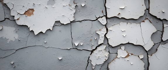 Canvas Print - Cracked vintage wall texture with peeling paint and irregular spots capturing a retro aesthetic for creative background use.