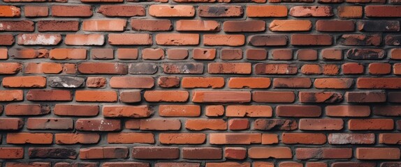 Wall Mural - Textured red brick wall background with a mix of worn and new bricks ideal for construction or renovation projects.