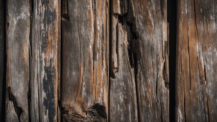 Poster - Weathered wooden planks showcasing a rustic texture and rich natural tones ideal for backgrounds or material design.
