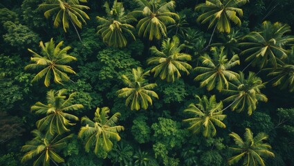 Wall Mural - Aerial View of Lush Tropical Rainforest with Abundant Green Trees and Space for Text Overlay