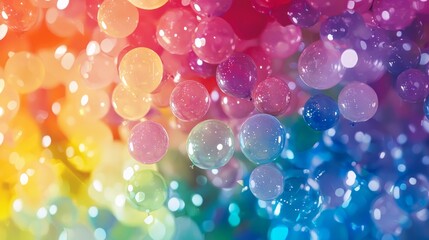 Poster - A dazzling display of vibrant colors merges with translucent orbs, creating an enchanting atmosphere. This abstract background is perfect for artistic projects and design inspiration