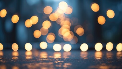 Canvas Print - Soft glowing bokeh lights background creating a dreamy atmospheric effect with gentle defocus and warm hues for creative design projects