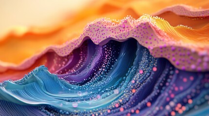 Poster - Close-Up View of Vibrant Wave Pattern with Blue and Orange Hues Creating Fluid Motion in a Dynamic Abstract Design