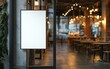 © kribbox - Blank storefront sign, restaurant interior, city, advertising mockup