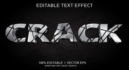 Poster -  crack 3d vector text effect with modern style design