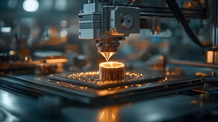 Poster - 3d metal printing process in a high tech modern factory demonstrating the advanced automation and ro