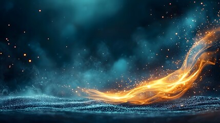 Poster - Enchanting Cosmic Firestorm   Mesmerizing digital depicting a swirling and dynamic display of vibrant celestial energy with shimmering lights glowing embers
