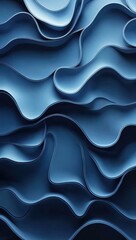 Poster - Abstract blue wavy 3D pattern background.