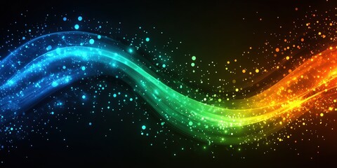 Poster - dynamic futuristic background featuring colorful waves of light with sparkling particles for modern 