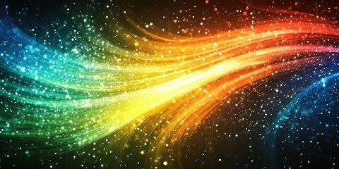 Poster - dynamic futuristic background with colorful waves and sparkles for creative visual projects and desi