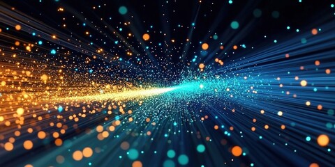 Poster - Dynamic Futuristic Background Featuring Vivid Light Rays and Colorful Particles Creating an Energetic and Engaging Visual Experience