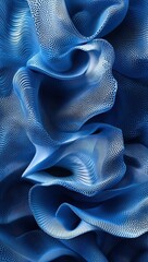 Poster - Abstract blue fabric texture with folds and waves.