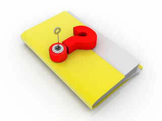 Poster - 3d rendering file folder with question symbol

