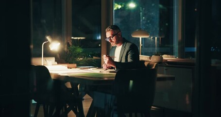Aufkleber - Drawing, creative and man in office at night for freelance project with client deadline. Illustration, artist and male comic designer working on agency portfolio for startup business in studio.