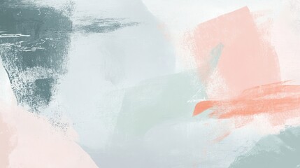 Poster - Pastel Abstract Painting with Brush Strokes for a Calming Aesthetic