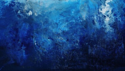 Poster - deep blue abstract texture resembling oceanic depths and cosmic clouds for creative background or wall art