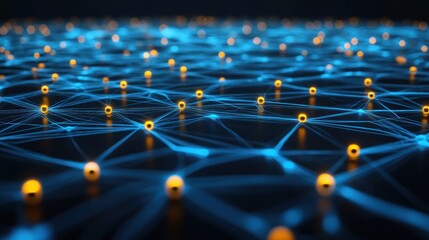 Poster - Abstract Neural Network Connection with Glowing Nodes and Interconnected Lines