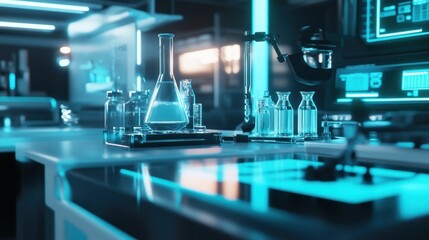 Poster - Futuristic laboratory showcasing advanced equipment and scientific research