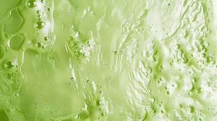 Wall Mural - Close-up view of vibrant green liquid with bubbles and ripples, creating a fresh and dynamic background for various uses