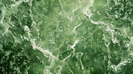 Wall Mural - Lush green water surface with bubbles and ripples, showcasing nature's beauty in a tranquil aquatic setting