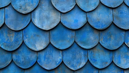Aufkleber - Blue scale-like textured surface.