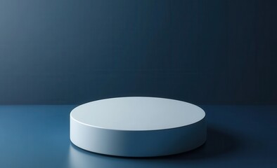 Aufkleber - Minimalist light grey cylindrical podium on dark blue background.