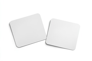 Two blank coasters, isolated, white background, mockup