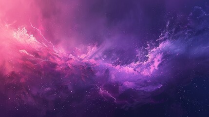 Wall Mural - A vibrant cosmic landscape featuring swirling nebulae in shades of pink and purple, set against a starry night background