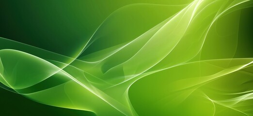Poster - abstract green wave background with smooth flowing lines and gradients, copy space for text