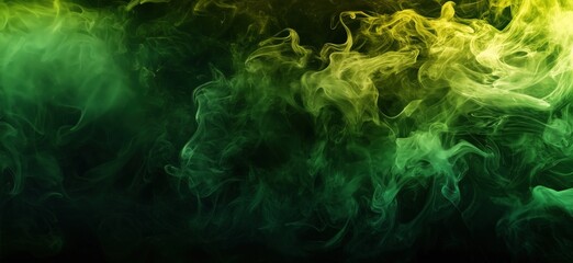 Poster - abstract green and yellow smoke background with swirling patterns and textures, copy space for text