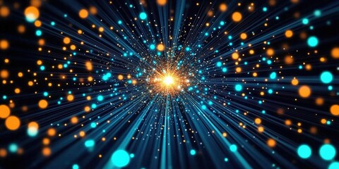 Poster - vibrant blue and orange lights creating dynamic background for creative projects and digital designs