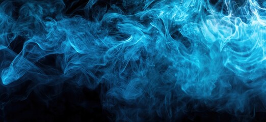 Poster - blue smoke abstract background with swirling patterns and ethereal textures, copy space for text