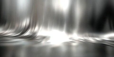 Poster - abstract silver background with blurred lines displaying smooth metallic texture and flowing light e