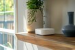 © tayyaba - A compact smart home router with advanced security features, positioned on a modern shelf