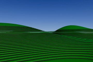 Wall Mural - A green hillside with a blue sky in the background